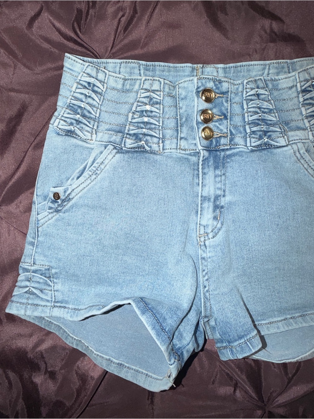 Butt Lifting Light Blue High-Waist Denim Shorts